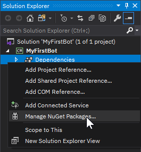 Dependencies Context Menu